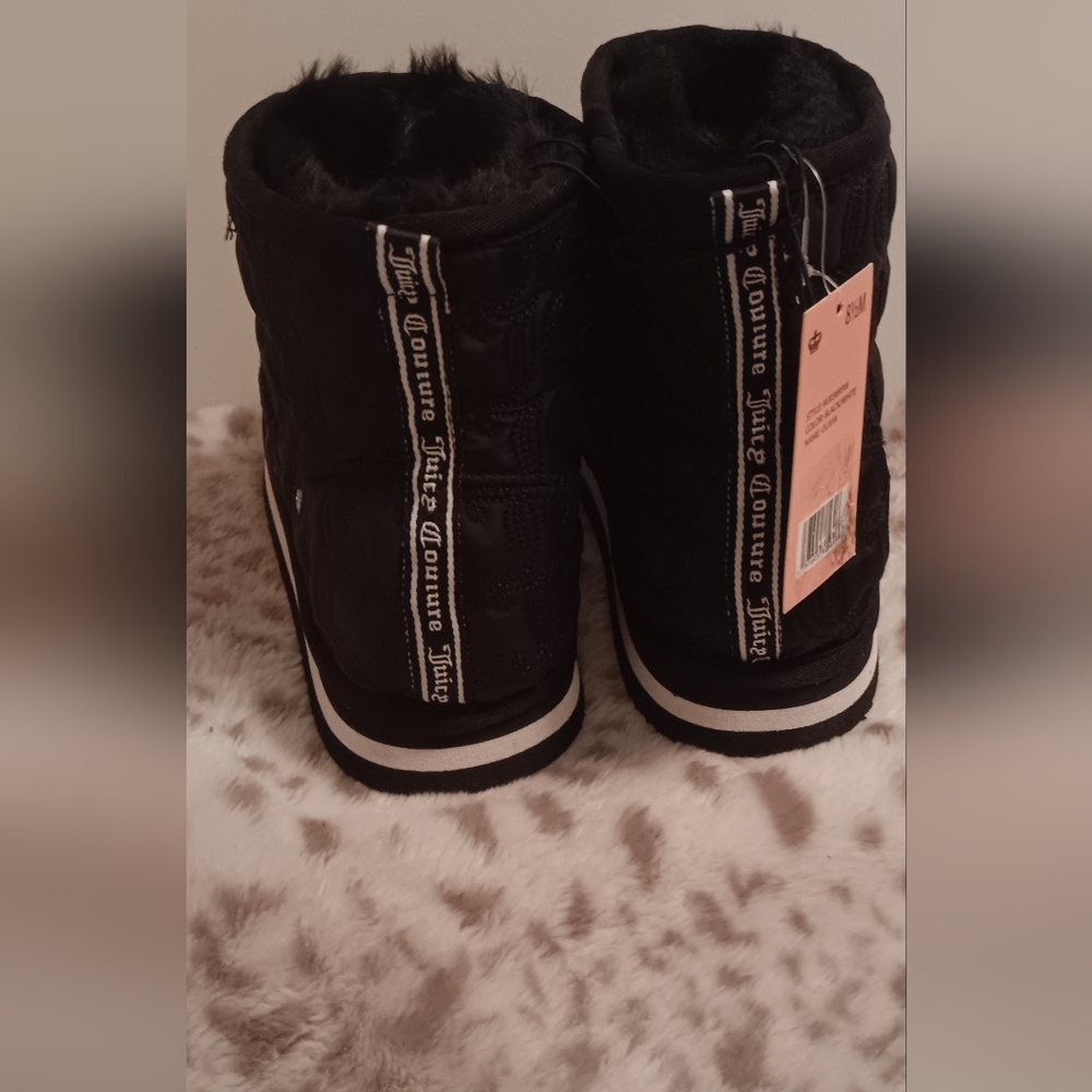Women's Black Juicy Couture Quilted Ankle Boots Size 8.5 New With Tags - Picture 4 of 5